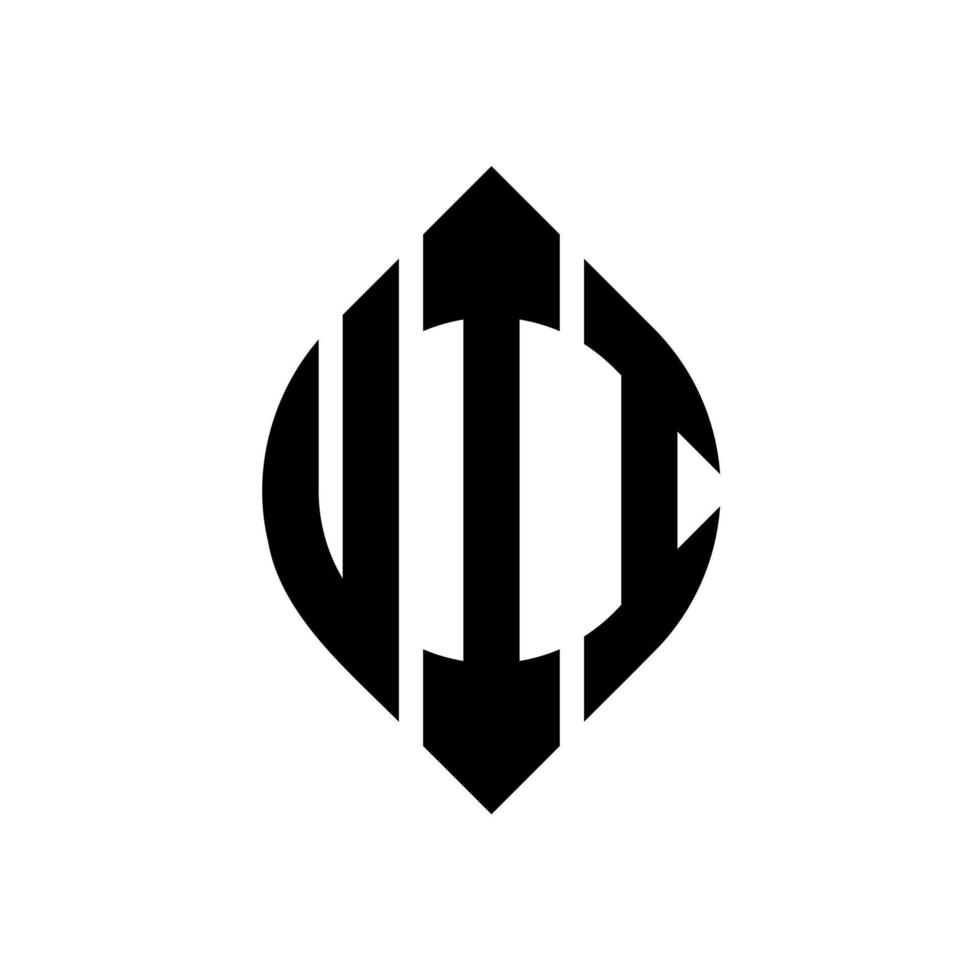 ui cirkel letter logo-ontwerp met cirkel en ellipsvorm. uii ellipsletters met typografische stijl. de drie initialen vormen een cirkellogo. ui cirkel embleem abstracte monogram brief mark vector. vector