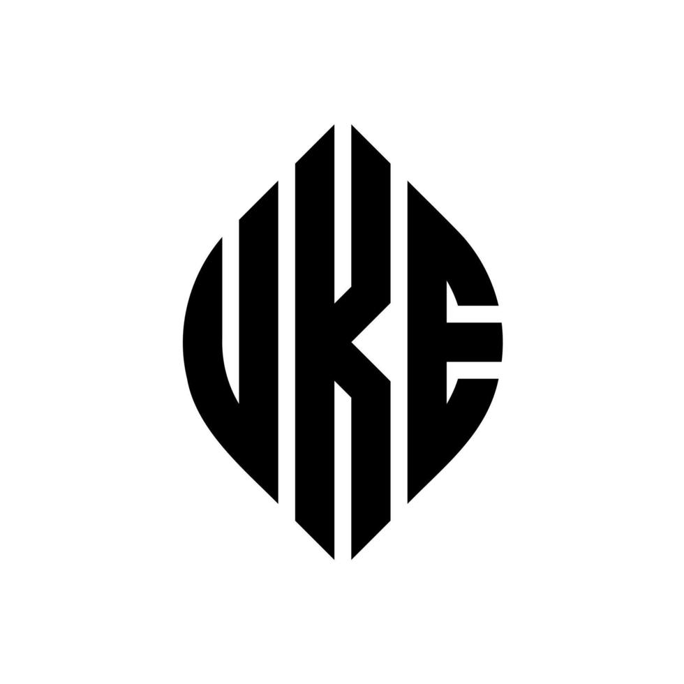 uke cirkel letter logo ontwerp met cirkel en ellipsvorm. uke ellipsletters met typografische stijl. de drie initialen vormen een cirkellogo. uke cirkel embleem abstracte monogram brief mark vector. vector