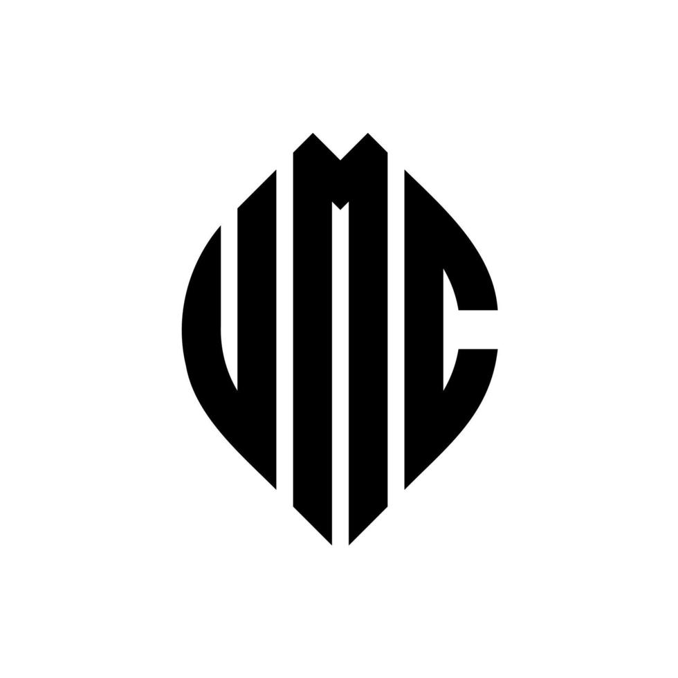 umc cirkel letter logo-ontwerp met cirkel en ellipsvorm. umc ellipsletters met typografische stijl. de drie initialen vormen een cirkellogo. umc cirkel embleem abstracte monogram brief mark vector. vector