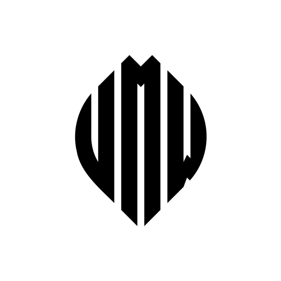 umw cirkel letter logo-ontwerp met cirkel en ellipsvorm. umw ellipsletters met typografische stijl. de drie initialen vormen een cirkellogo. umw cirkel embleem abstracte monogram brief mark vector. vector