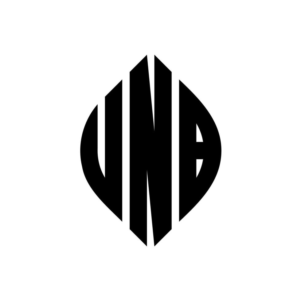 unb cirkel letter logo-ontwerp met cirkel en ellipsvorm. unb ellipsletters met typografische stijl. de drie initialen vormen een cirkellogo. unb cirkel embleem abstracte monogram brief mark vector. vector