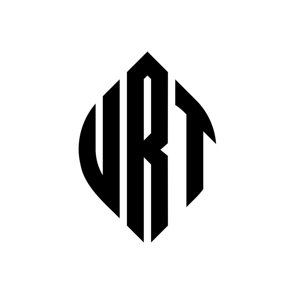 urt cirkel letter logo-ontwerp met cirkel en ellipsvorm. urt ellips letters met typografische stijl. de drie initialen vormen een cirkellogo. urt cirkel embleem abstracte monogram brief mark vector. vector