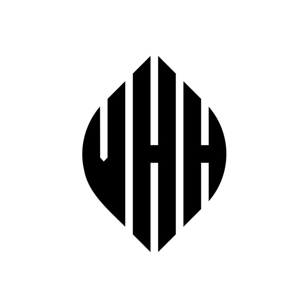 vhh cirkel letter logo ontwerp met cirkel en ellipsvorm. vhh ellipsletters met typografische stijl. de drie initialen vormen een cirkellogo. vhh cirkel embleem abstracte monogram brief mark vector. vector