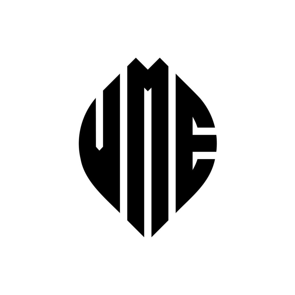 vme cirkel letter logo ontwerp met cirkel en ellipsvorm. vme ellipsletters met typografische stijl. de drie initialen vormen een cirkellogo. vme cirkel embleem abstracte monogram brief mark vector. vector