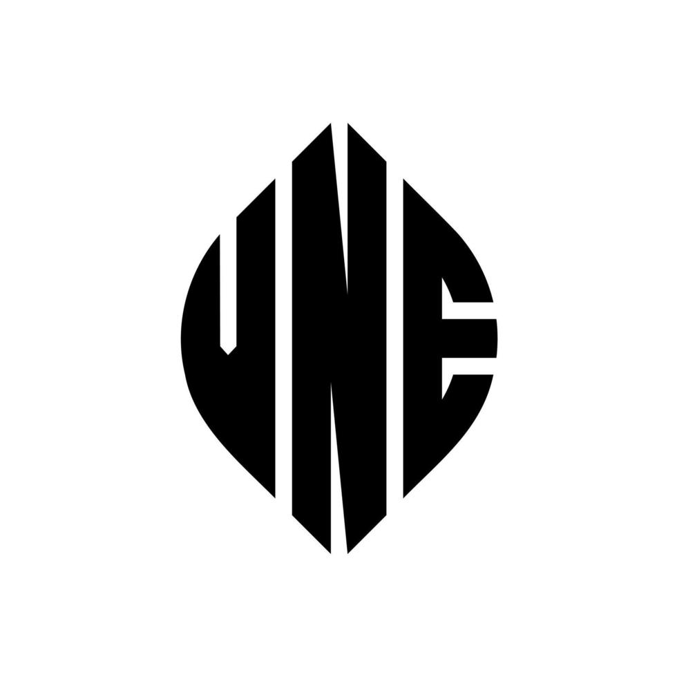 vne cirkel letter logo ontwerp met cirkel en ellipsvorm. vne ellipsletters met typografische stijl. de drie initialen vormen een cirkellogo. vne cirkel embleem abstracte monogram brief mark vector. vector