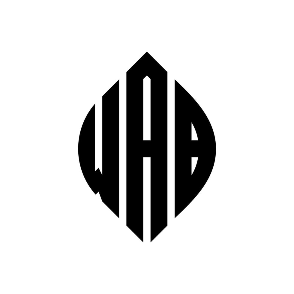 wab cirkel letter logo ontwerp met cirkel en ellipsvorm. wab-ellipsletters met typografische stijl. de drie initialen vormen een cirkellogo. wab cirkel embleem abstracte monogram brief mark vector. vector
