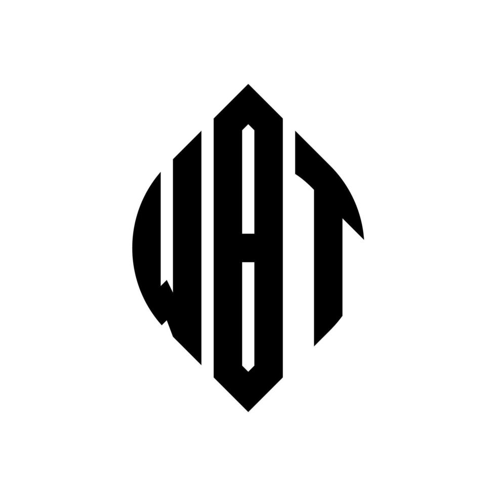 wbt cirkel letter logo-ontwerp met cirkel en ellipsvorm. wbt ellipsletters met typografische stijl. de drie initialen vormen een cirkellogo. wbt cirkel embleem abstracte monogram brief mark vector. vector