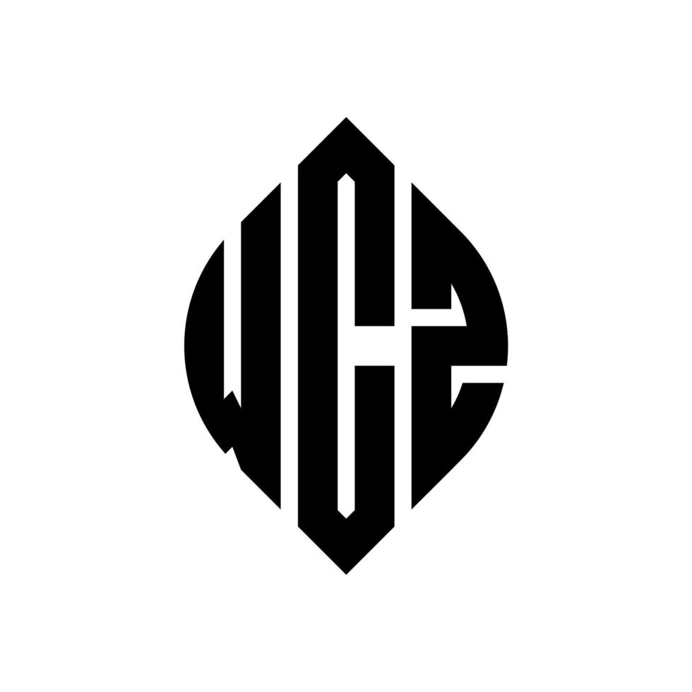 wcz cirkel letter logo ontwerp met cirkel en ellipsvorm. wcz ellipsletters met typografische stijl. de drie initialen vormen een cirkellogo. wcz cirkel embleem abstracte monogram brief mark vector. vector