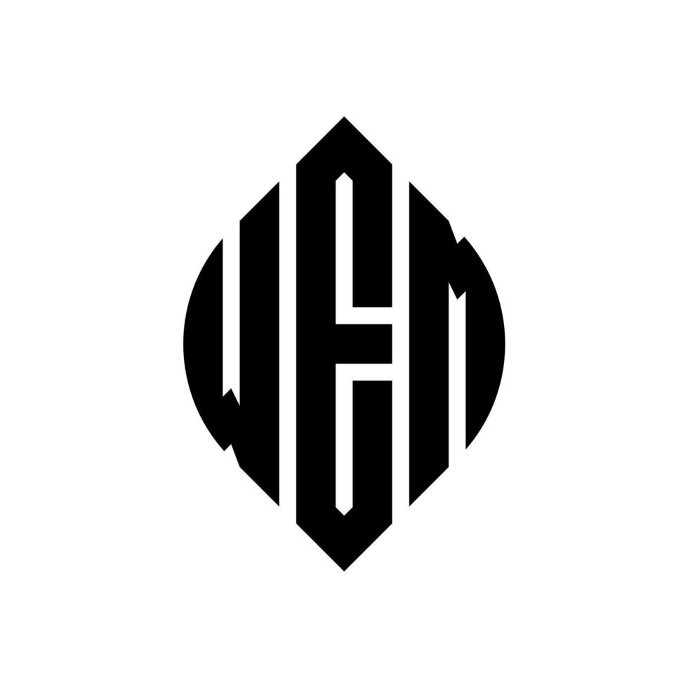 wem cirkel letter logo ontwerp met cirkel en ellipsvorm. wem ellipsletters met typografische stijl. de drie initialen vormen een cirkellogo. wem cirkel embleem abstracte monogram brief mark vector. vector