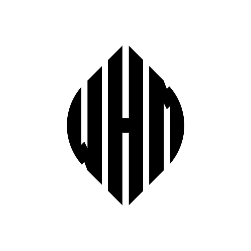 whm cirkel letter logo ontwerp met cirkel en ellipsvorm. whm ellipsletters met typografische stijl. de drie initialen vormen een cirkellogo. whm cirkel embleem abstracte monogram brief mark vector. vector