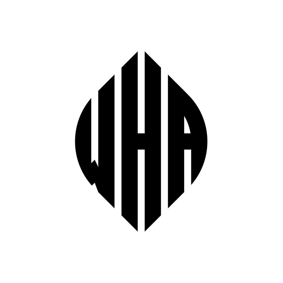 wha cirkel letter logo ontwerp met cirkel en ellipsvorm. wha ellipsletters met typografische stijl. de drie initialen vormen een cirkellogo. wha cirkel embleem abstracte monogram brief mark vector. vector