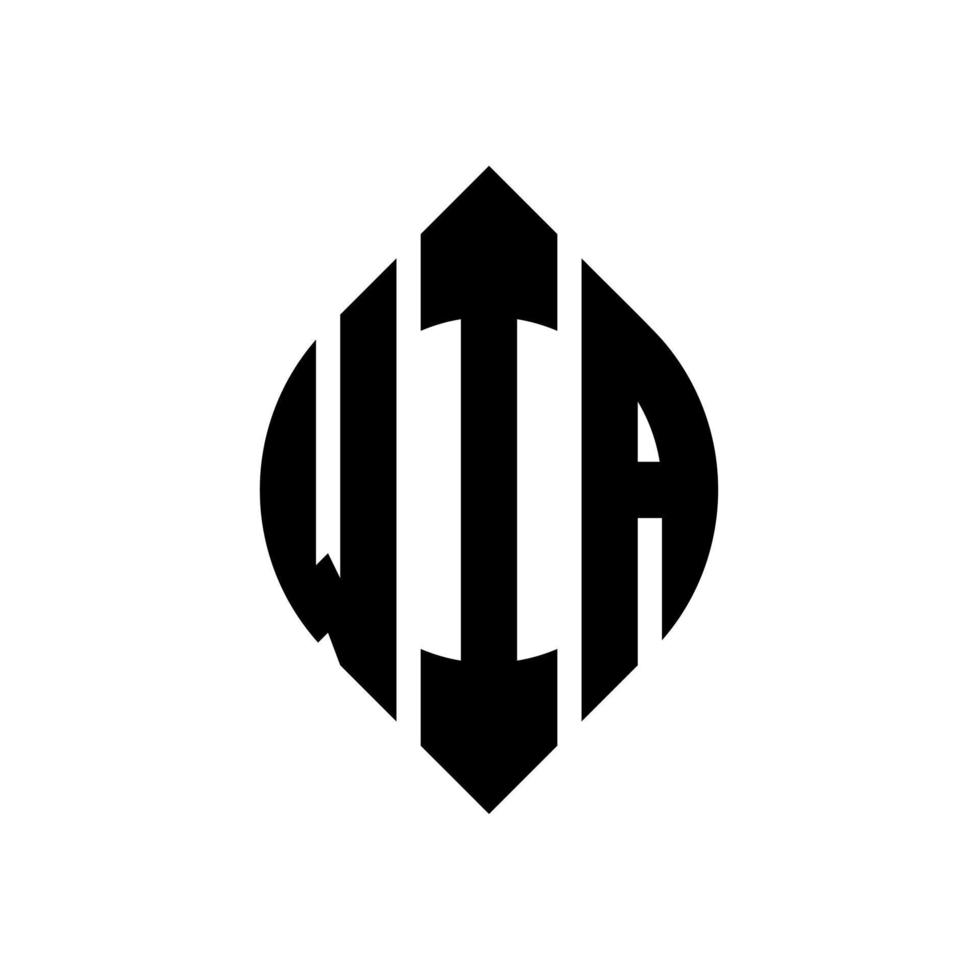 wia cirkel letter logo-ontwerp met cirkel en ellipsvorm. wia ellipsletters met typografische stijl. de drie initialen vormen een cirkellogo. wia cirkel embleem abstracte monogram brief mark vector. vector