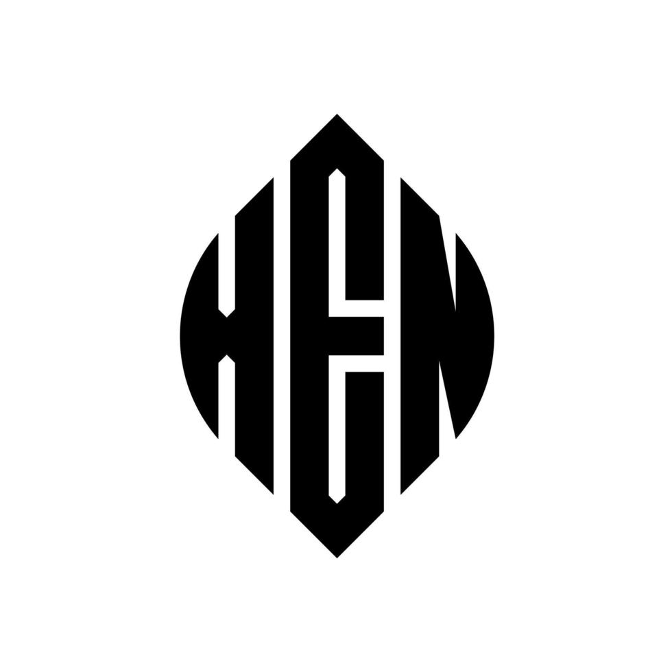 xen cirkel letter logo ontwerp met cirkel en ellipsvorm. xen ellipsletters met typografische stijl. de drie initialen vormen een cirkellogo. xen cirkel embleem abstracte monogram brief mark vector. vector