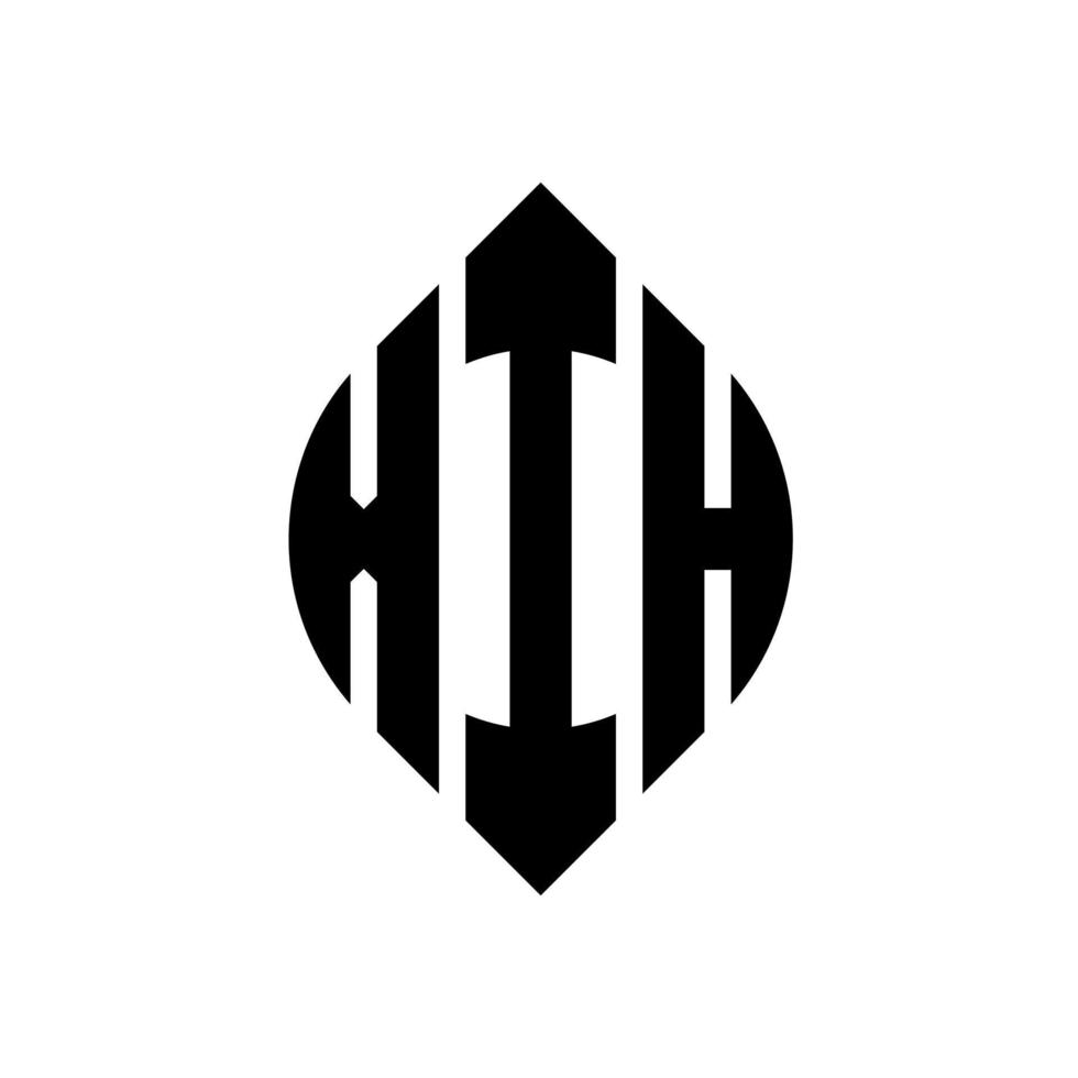 xih cirkel letter logo ontwerp met cirkel en ellipsvorm. xih ellipsletters met typografische stijl. de drie initialen vormen een cirkellogo. xih cirkel embleem abstracte monogram brief mark vector. vector