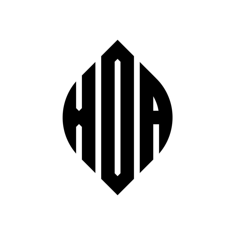 xoa cirkel letter logo-ontwerp met cirkel en ellipsvorm. xoa ellipsletters met typografische stijl. de drie initialen vormen een cirkellogo. xoa cirkel embleem abstracte monogram brief mark vector. vector