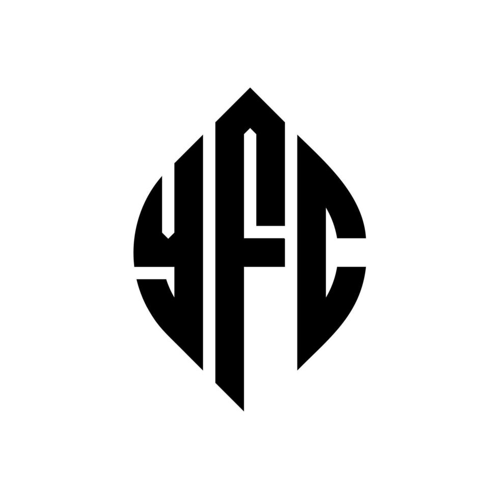 yfc cirkel letter logo-ontwerp met cirkel en ellipsvorm. yfc ellipsletters met typografische stijl. de drie initialen vormen een cirkellogo. yfc cirkel embleem abstracte monogram brief mark vector. vector