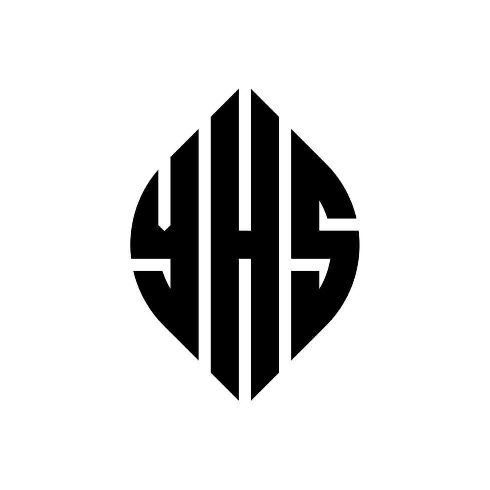 yhs cirkel letter logo-ontwerp met cirkel en ellipsvorm. yhs ellipsletters met typografische stijl. de drie initialen vormen een cirkellogo. yhs cirkel embleem abstracte monogram brief mark vector. vector