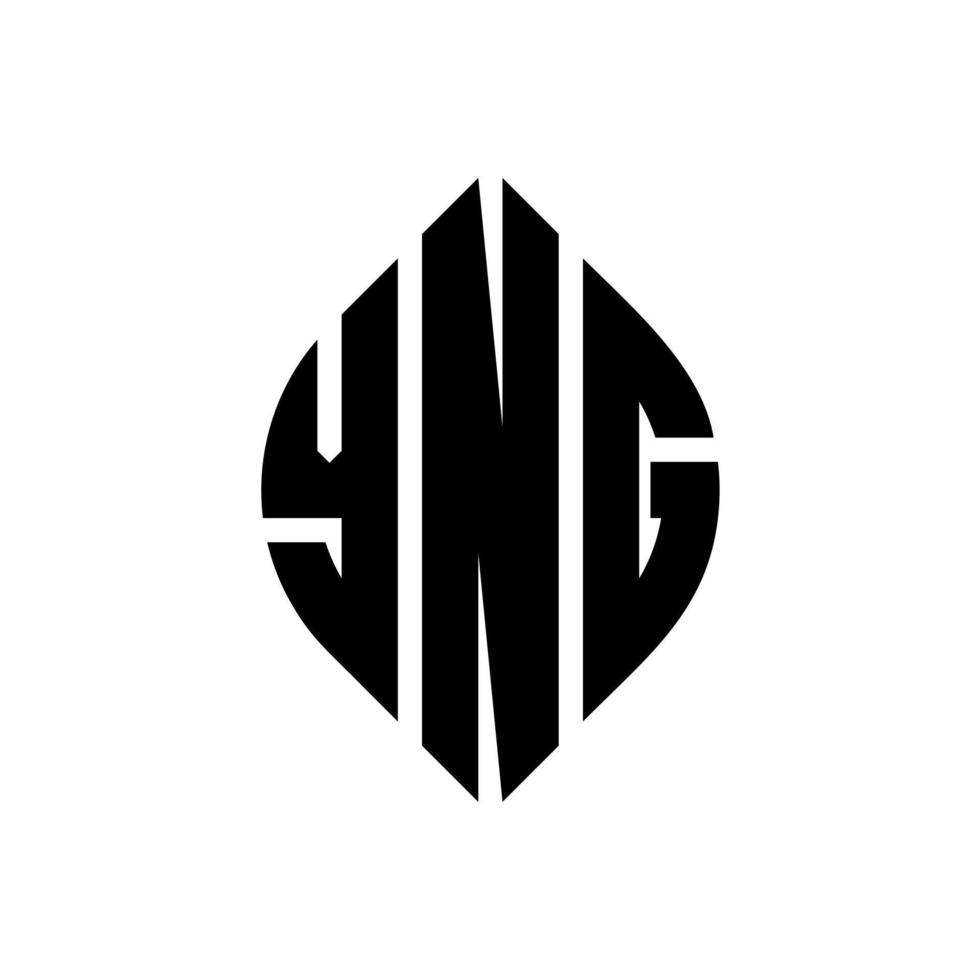 yng cirkel letter logo-ontwerp met cirkel en ellipsvorm. yng ellipsletters met typografische stijl. de drie initialen vormen een cirkellogo. yng cirkel embleem abstracte monogram brief mark vector. vector