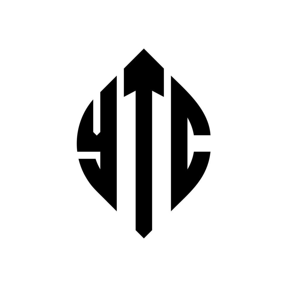 ytc cirkel letter logo-ontwerp met cirkel en ellipsvorm. ytc ellipsletters met typografische stijl. de drie initialen vormen een cirkellogo. ytc cirkel embleem abstracte monogram brief mark vector. vector