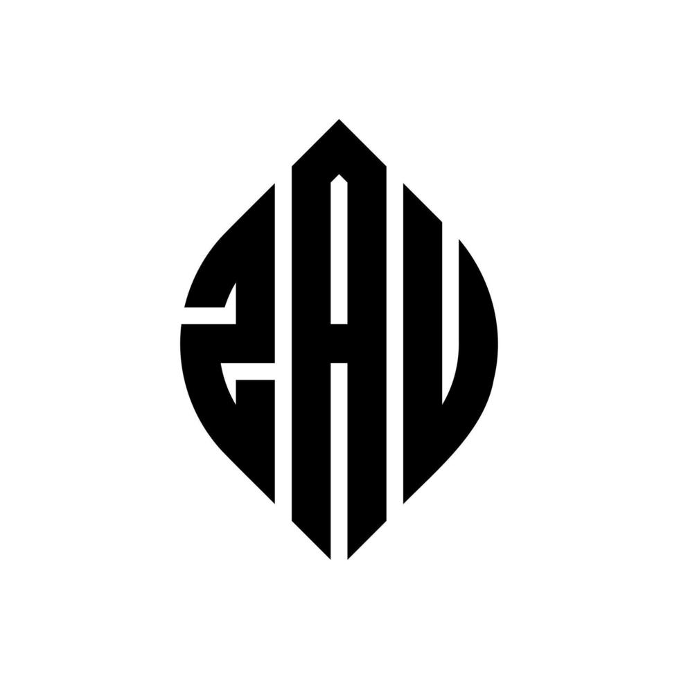 zau cirkel letter logo ontwerp met cirkel en ellipsvorm. zau ellipsletters met typografische stijl. de drie initialen vormen een cirkellogo. zau cirkel embleem abstracte monogram brief mark vector. vector