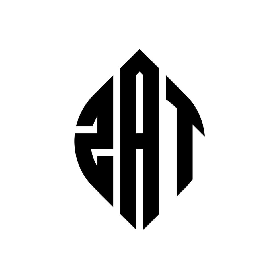 zat cirkel letter logo ontwerp met cirkel en ellipsvorm. zat ellipsletters met typografische stijl. de drie initialen vormen een cirkellogo. zat cirkel embleem abstracte monogram brief mark vector. vector