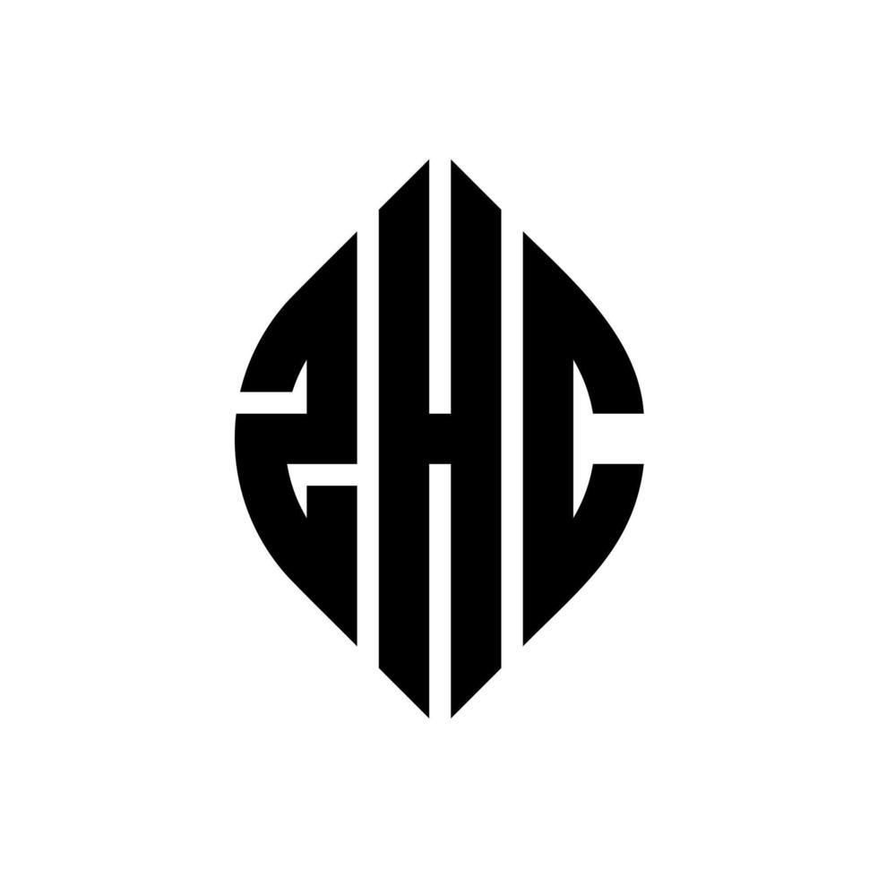 zhc cirkel letter logo ontwerp met cirkel en ellipsvorm. zhc ellipsletters met typografische stijl. de drie initialen vormen een cirkellogo. zhc cirkel embleem abstracte monogram brief mark vector. vector