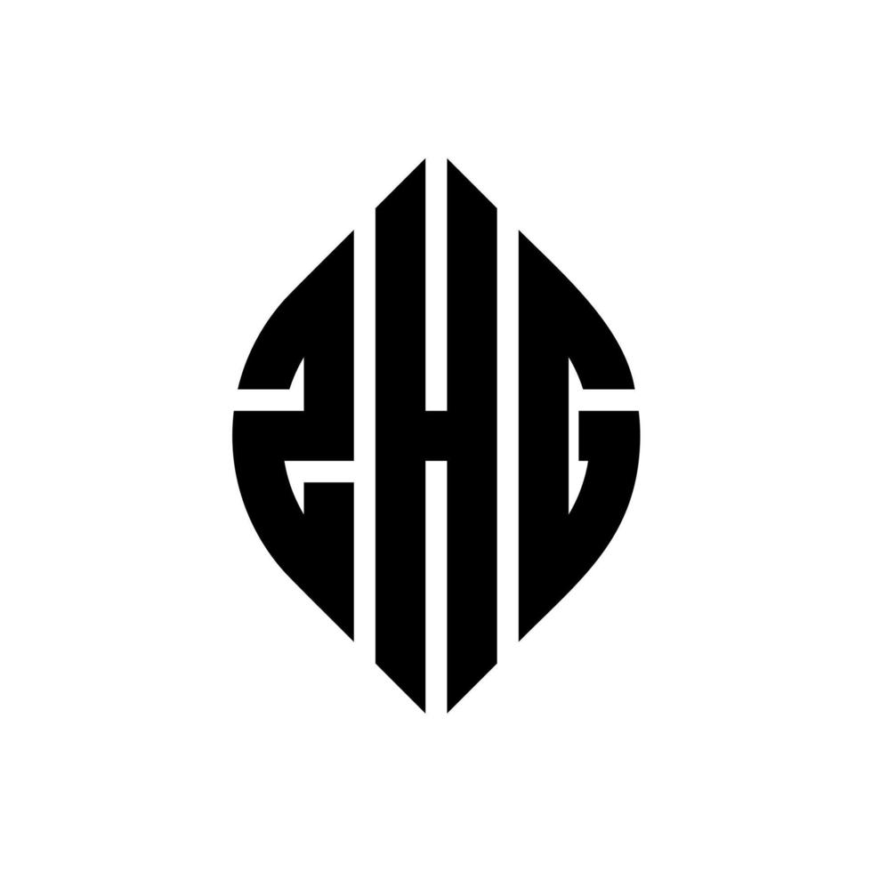 zhg cirkel letter logo ontwerp met cirkel en ellipsvorm. zhg ellipsletters met typografische stijl. de drie initialen vormen een cirkellogo. zhg cirkel embleem abstracte monogram brief mark vector. vector