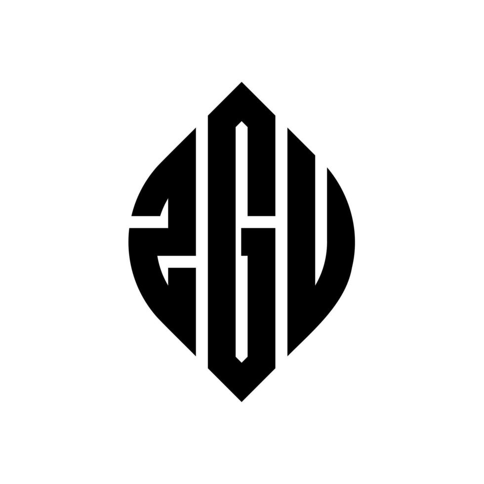 zgu cirkel letter logo ontwerp met cirkel en ellipsvorm. zgu ellipsletters met typografische stijl. de drie initialen vormen een cirkellogo. zgu cirkel embleem abstracte monogram brief mark vector. vector