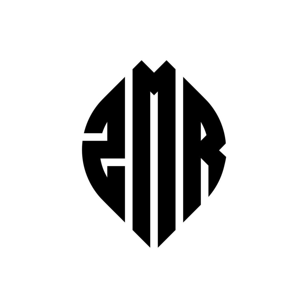 zmr cirkel letter logo ontwerp met cirkel en ellipsvorm. zmr ellipsletters met typografische stijl. de drie initialen vormen een cirkellogo. zmr cirkel embleem abstracte monogram brief mark vector. vector