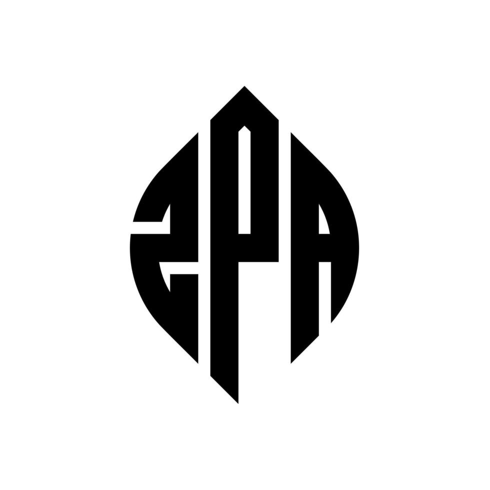 zpa cirkel letter logo ontwerp met cirkel en ellipsvorm. zpa ellipsletters met typografische stijl. de drie initialen vormen een cirkellogo. zpa cirkel embleem abstracte monogram brief mark vector. vector