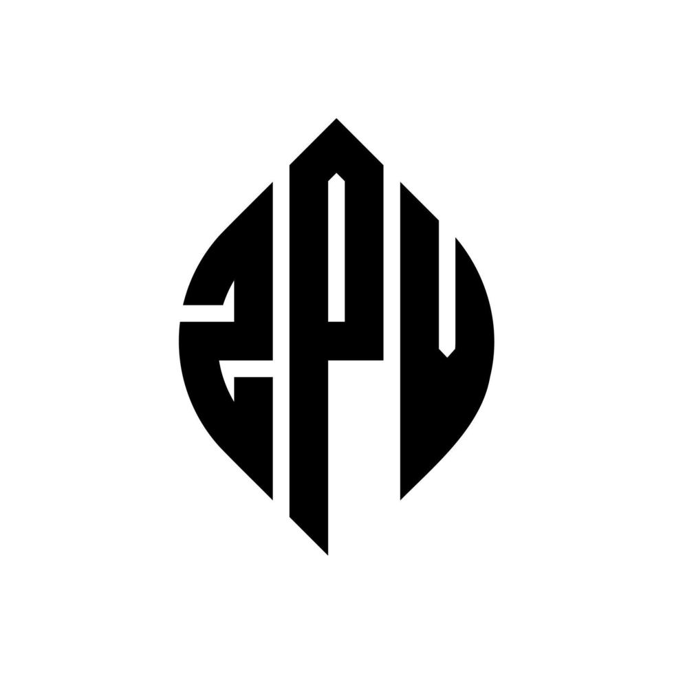 zpv cirkel letter logo ontwerp met cirkel en ellipsvorm. zpv ellipsletters met typografische stijl. de drie initialen vormen een cirkellogo. zpv cirkel embleem abstracte monogram brief mark vector. vector