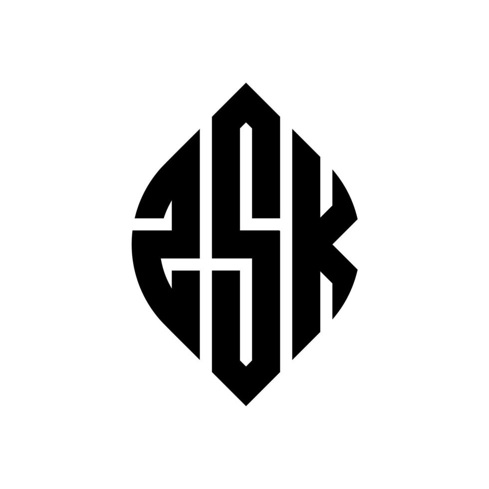 zsk cirkel letter logo ontwerp met cirkel en ellipsvorm. zsk ellipsletters met typografische stijl. de drie initialen vormen een cirkellogo. zsk cirkel embleem abstracte monogram brief mark vector. vector