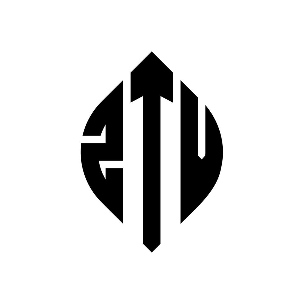 ztv cirkel letter logo ontwerp met cirkel en ellipsvorm. ztv ellipsletters met typografische stijl. de drie initialen vormen een cirkellogo. ztv cirkel embleem abstracte monogram brief mark vector. vector