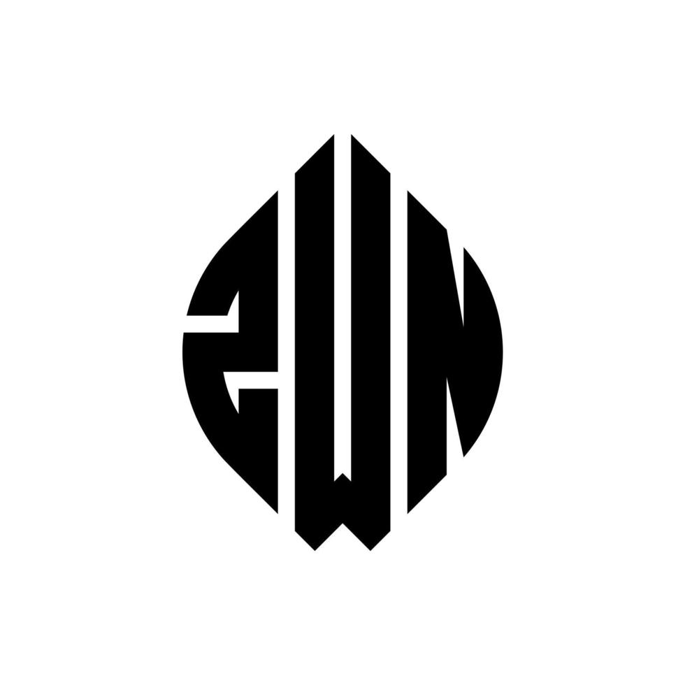 zwn cirkel letter logo ontwerp met cirkel en ellipsvorm. zwn ellipsletters met typografische stijl. de drie initialen vormen een cirkellogo. zwn cirkel embleem abstracte monogram brief mark vector. vector