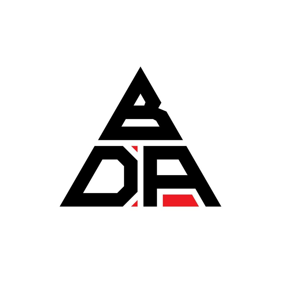 bda driehoek brief logo ontwerp met driehoekige vorm. bda driehoek logo ontwerp monogram. bda driehoek vector logo sjabloon met rode kleur. bda driehoekig logo eenvoudig, elegant en luxueus logo.