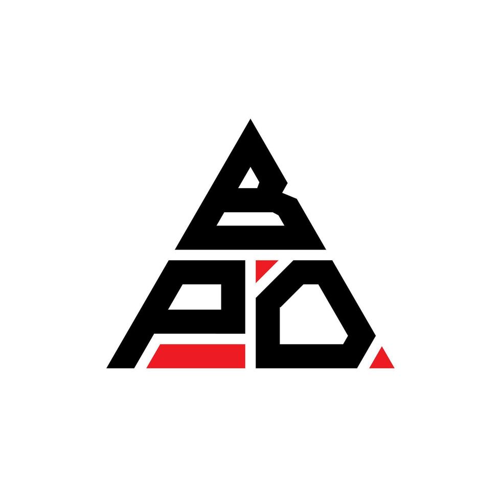 bpo driehoek brief logo ontwerp met driehoekige vorm. bpo driehoek logo ontwerp monogram. bpo driehoek vector logo sjabloon met rode kleur. bpo driehoekig logo eenvoudig, elegant en luxueus logo.