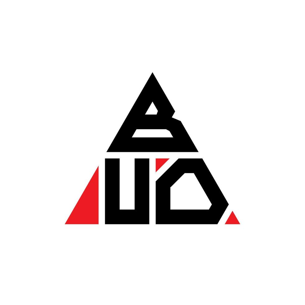 buo driehoek brief logo ontwerp met driehoekige vorm. buo driehoek logo ontwerp monogram. buo driehoek vector logo sjabloon met rode kleur. buo driehoekig logo eenvoudig, elegant en luxueus logo.