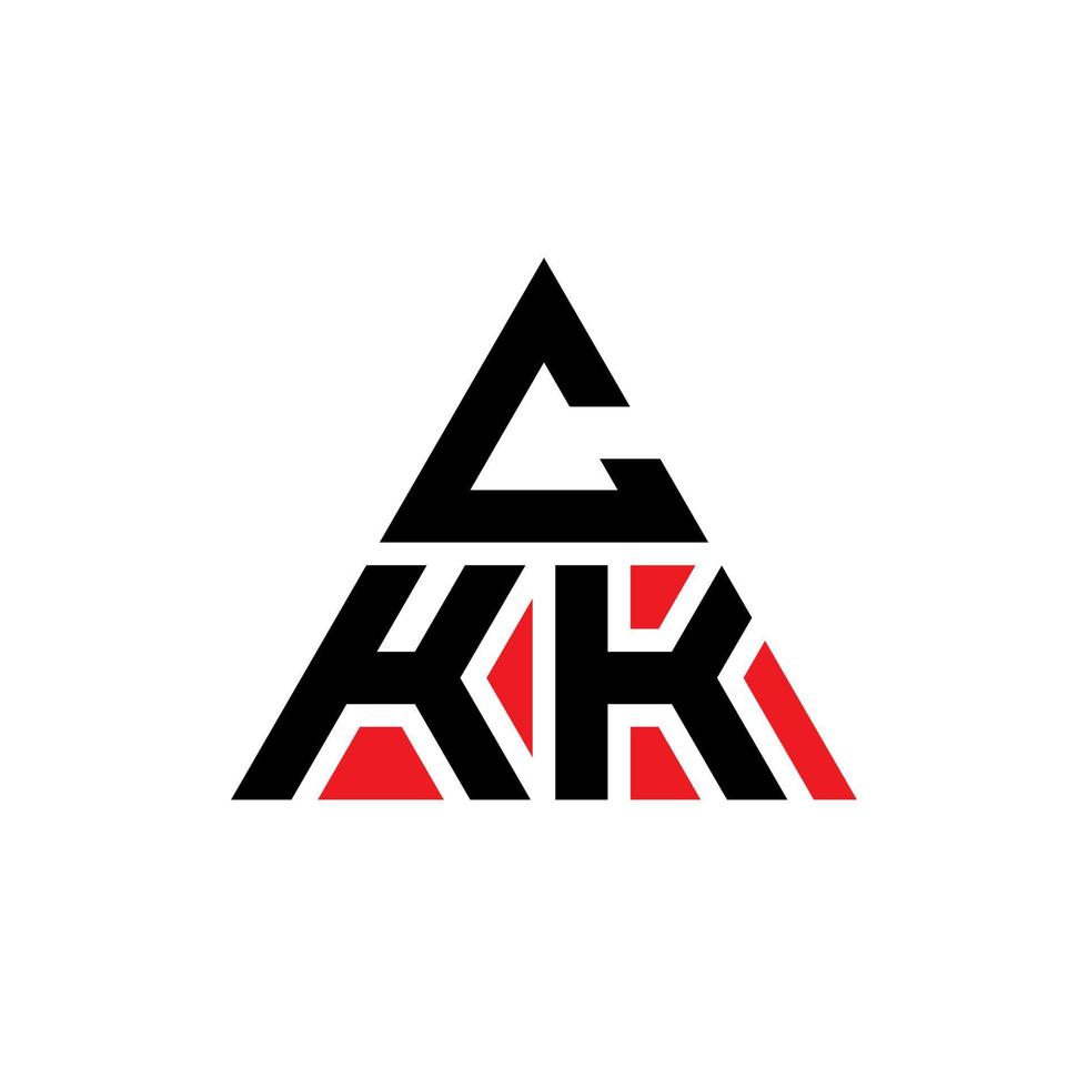 ckk driehoek brief logo ontwerp met driehoekige vorm. ckk driehoek logo ontwerp monogram. ckk driehoek vector logo sjabloon met rode kleur. ckk driehoekig logo eenvoudig, elegant en luxueus logo.