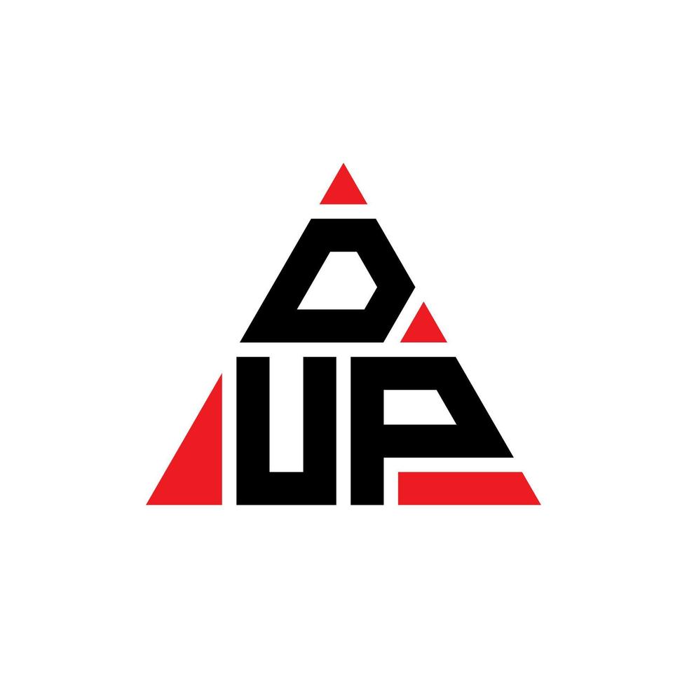 dup driehoek brief logo ontwerp met driehoekige vorm. dup driehoek logo ontwerp monogram. dup driehoek vector logo sjabloon met rode kleur. dup driehoekig logo eenvoudig, elegant en luxueus logo.