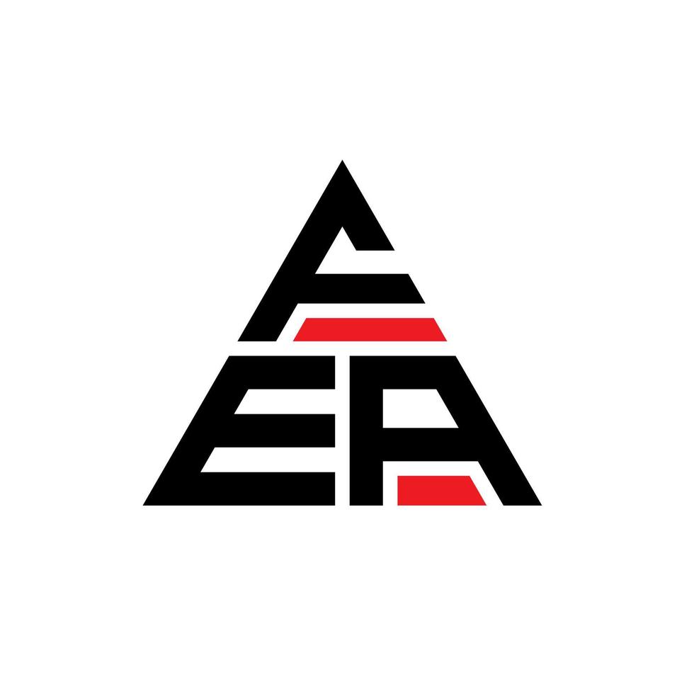 fe driehoek brief logo ontwerp met driehoekige vorm. fea driehoek logo ontwerp monogram. fea driehoek vector logo sjabloon met rode kleur. fea driehoekig logo eenvoudig, elegant en luxueus logo.