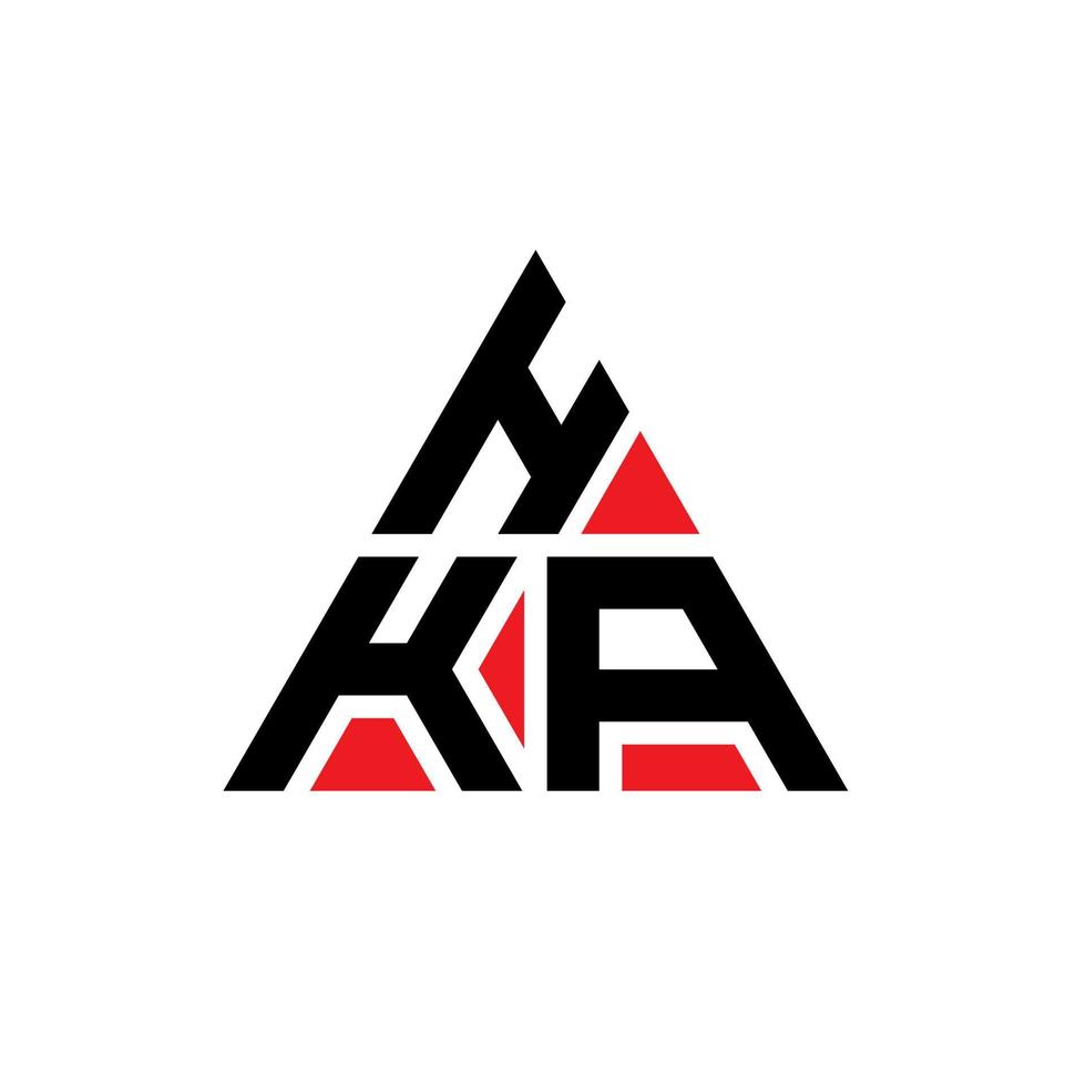 hka driehoek brief logo ontwerp met driehoekige vorm. hka driehoek logo ontwerp monogram. hka driehoek vector logo sjabloon met rode kleur. hka driehoekig logo eenvoudig, elegant en luxueus logo.