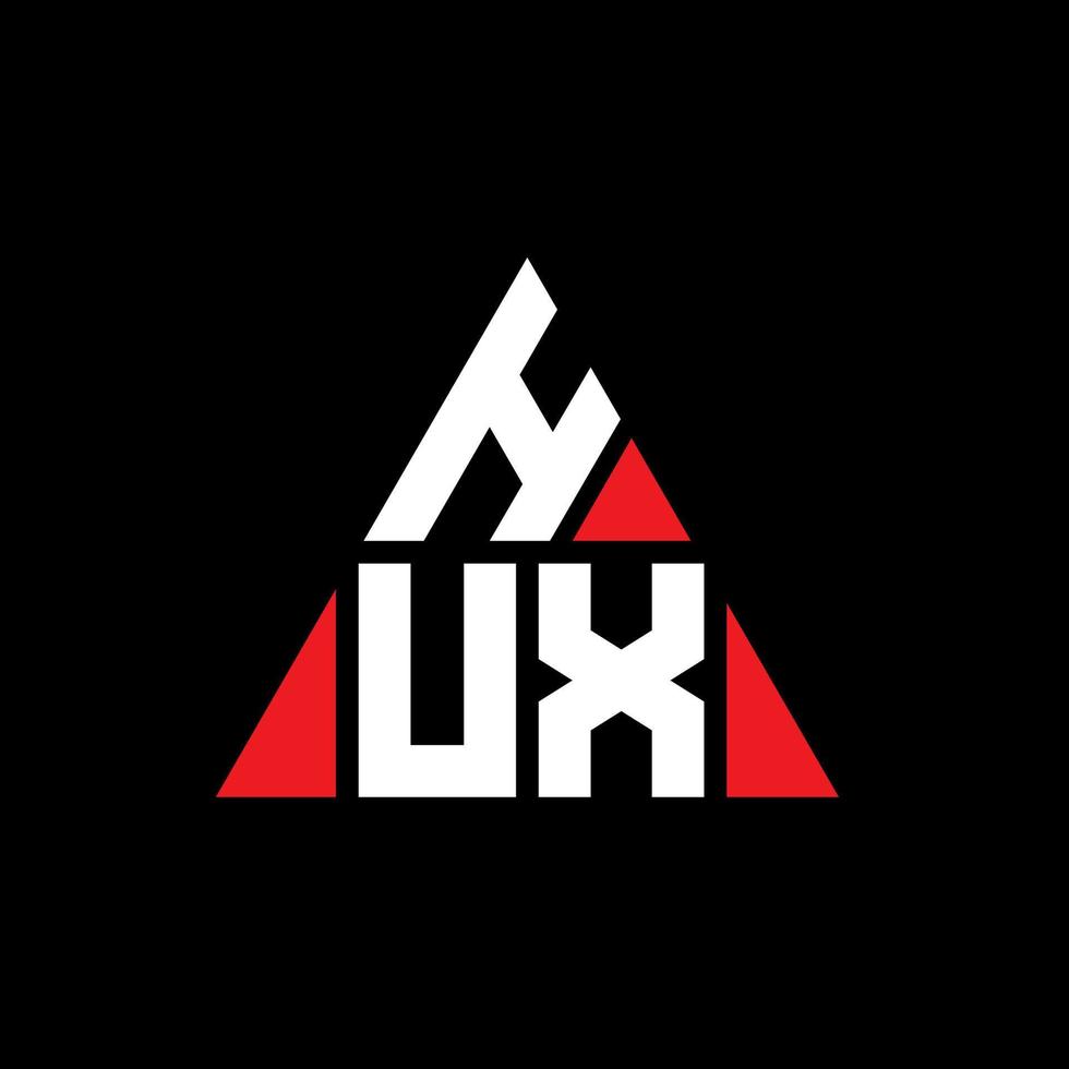 hux driehoek brief logo ontwerp met driehoekige vorm. hux driehoek logo ontwerp monogram. hux driehoek vector logo sjabloon met rode kleur. hux driehoekig logo eenvoudig, elegant en luxueus logo.