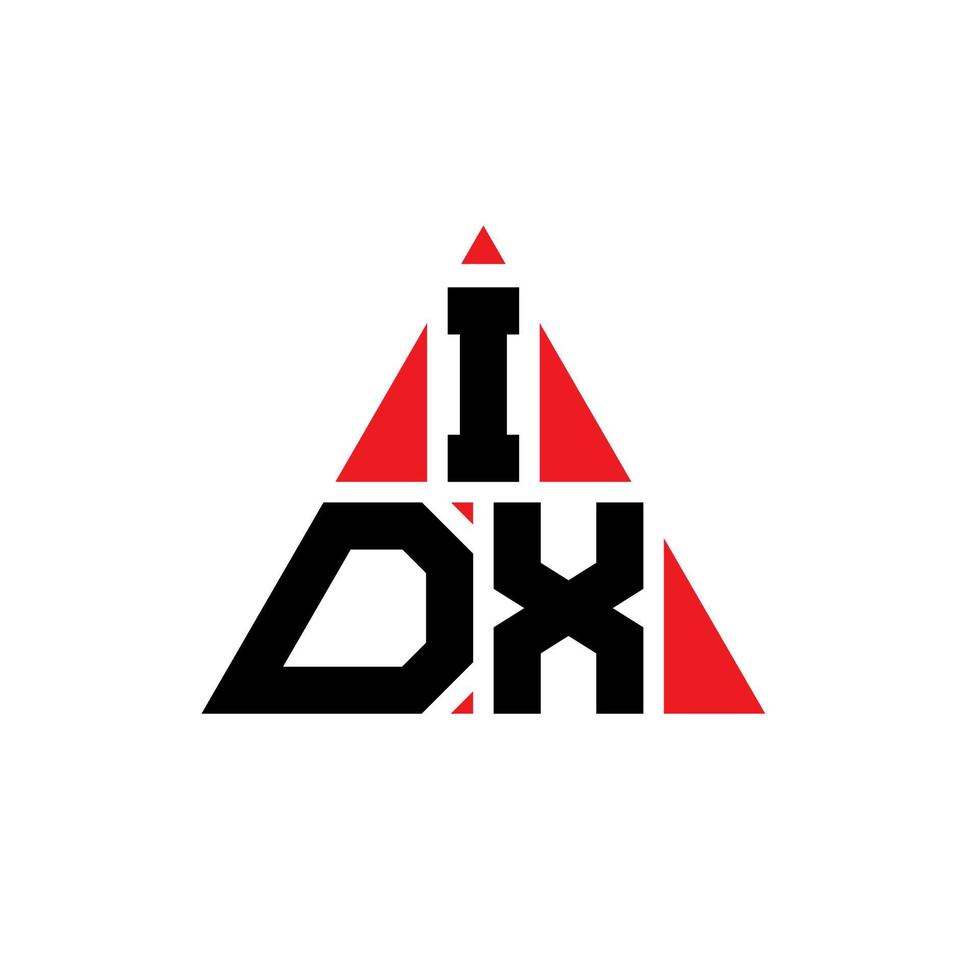idx driehoek brief logo ontwerp met driehoekige vorm. idx driehoek logo ontwerp monogram. idx driehoek vector logo sjabloon met rode kleur. idx driehoekig logo eenvoudig, elegant en luxueus logo.