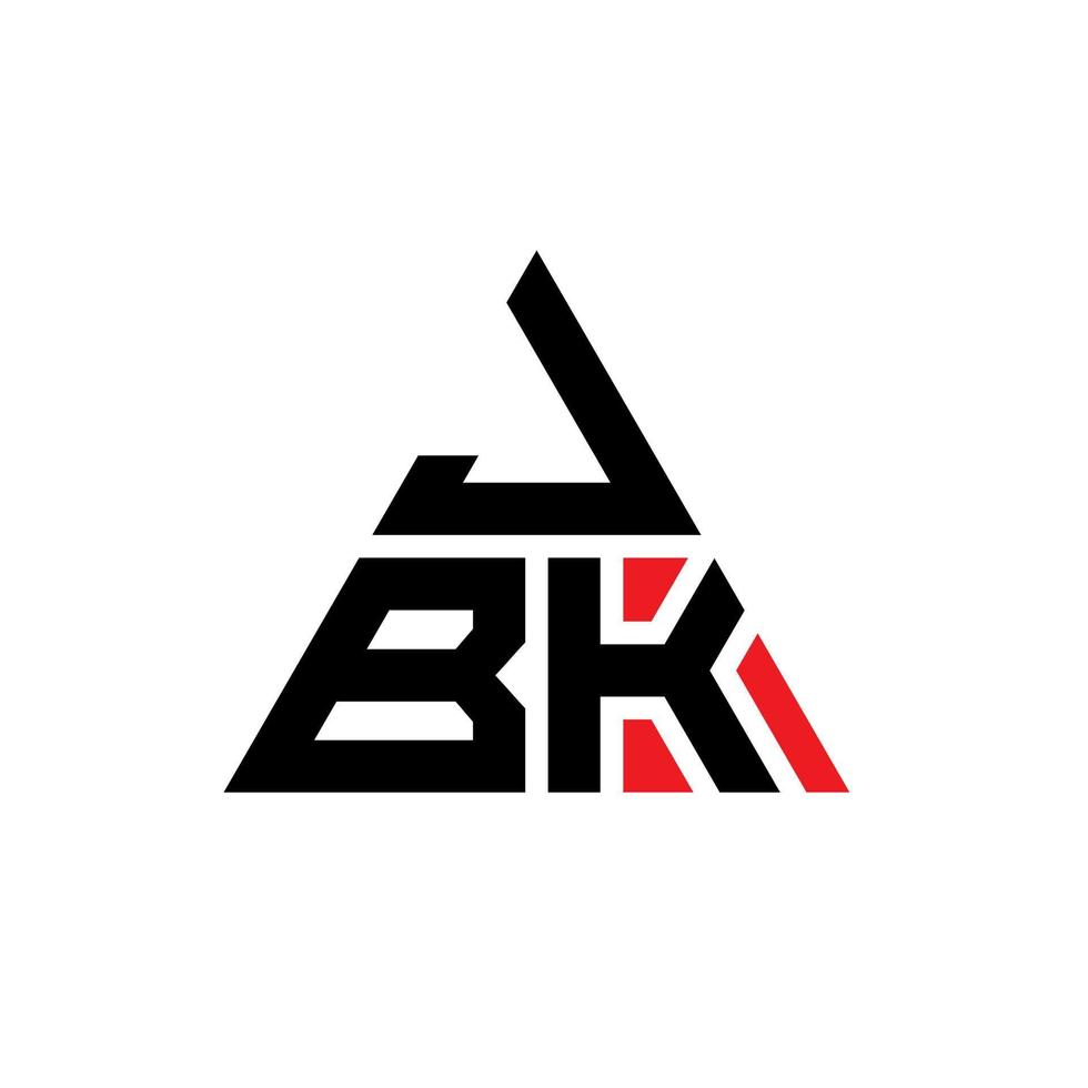 jbk driehoek brief logo ontwerp met driehoekige vorm. jbk driehoek logo ontwerp monogram. jbk driehoek vector logo sjabloon met rode kleur. jbk driehoekig logo eenvoudig, elegant en luxueus logo.