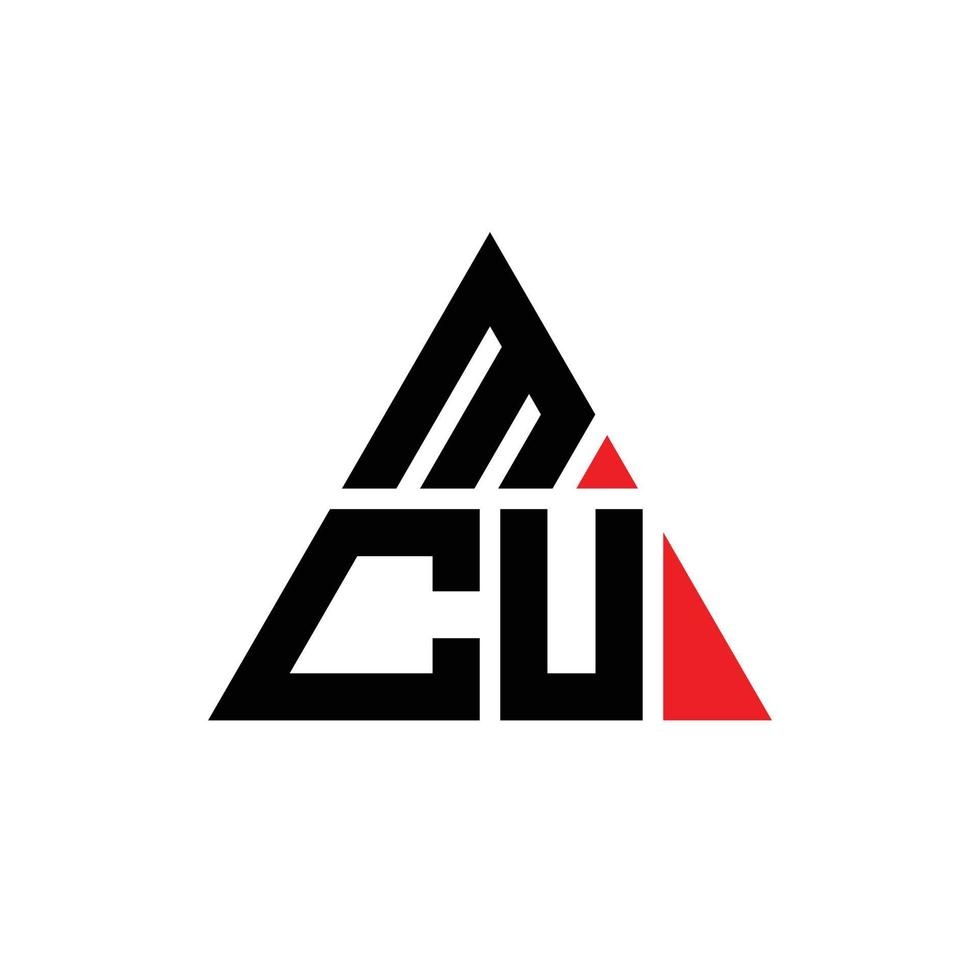 mcu driehoek brief logo ontwerp met driehoekige vorm. mcu driehoek logo ontwerp monogram. mcu driehoek vector logo sjabloon met rode kleur. mcu driehoekig logo eenvoudig, elegant en luxueus logo.
