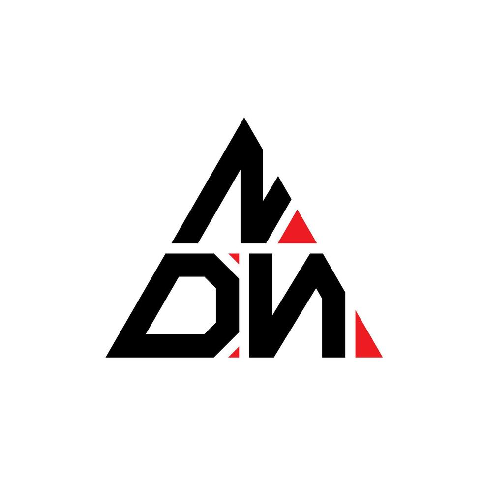 ndn driehoek brief logo ontwerp met driehoekige vorm. ndn driehoek logo ontwerp monogram. ndn driehoek vector logo sjabloon met rode kleur. ndn driehoekig logo eenvoudig, elegant en luxueus logo.