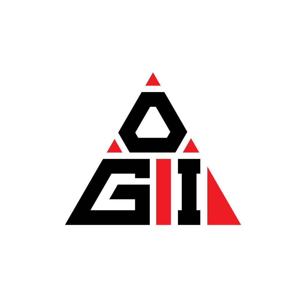 ogi driehoek brief logo ontwerp met driehoekige vorm. ogi driehoek logo ontwerp monogram. ogi driehoek vector logo sjabloon met rode kleur. ogi driehoekig logo eenvoudig, elegant en luxueus logo.