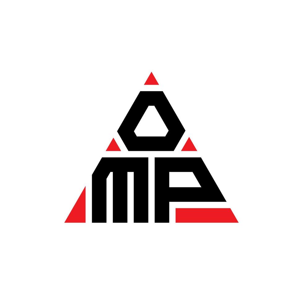 omp driehoek brief logo ontwerp met driehoekige vorm. omp driehoek logo ontwerp monogram. omp driehoek vector logo sjabloon met rode kleur. omp driehoekig logo eenvoudig, elegant en luxueus logo.