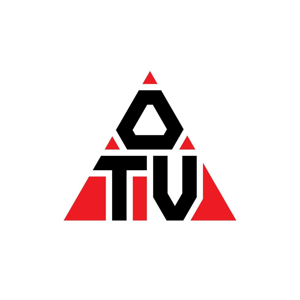 OTV driehoek brief logo ontwerp met driehoekige vorm. otv driehoek logo ontwerp monogram. OTV driehoek vector logo sjabloon met rode kleur. otv driehoekig logo eenvoudig, elegant en luxueus logo.
