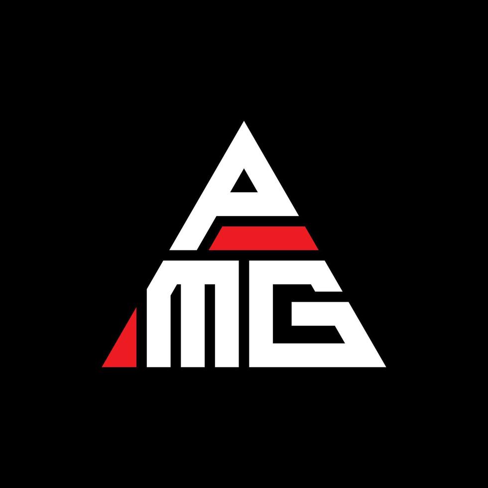 pmg driehoek brief logo ontwerp met driehoekige vorm. pmg driehoek logo ontwerp monogram. pmg driehoek vector logo sjabloon met rode kleur. pmg driehoekig logo eenvoudig, elegant en luxueus logo.